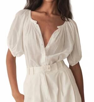 NEW DÔEN june button front top in salt